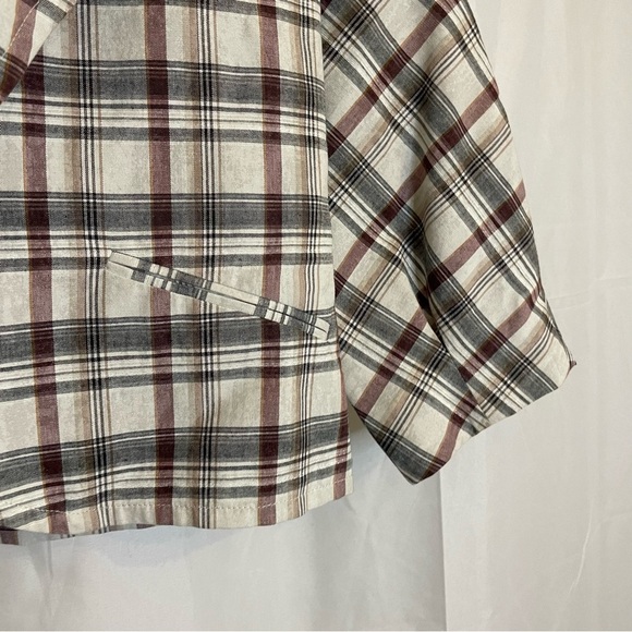 DONCASTER SPORT Women’s Tan White Red
Plaid Cropped Puff Sleeve Blazer Size 4 - Picture 8 of 15
